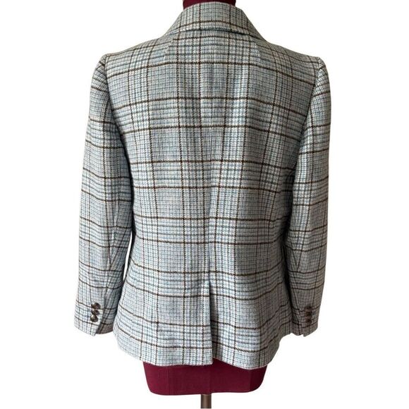 Talbots CLASSIC SHETLAND BLAZER Jacket GLEN PLAID Blue size 10 Petite Button Fro - Picture 3 of 14